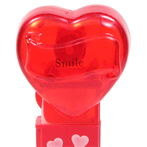 PEZ - Hearts - Valentine - Smile - Nonitalic Black on Crystal Red