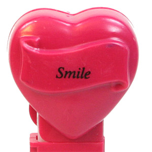PEZ - Hearts - Valentine - Smile - Italic Black on Maroon