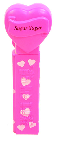 PEZ - Hearts - Valentine - Sugar Sugar - Italic Black on Hot Pink