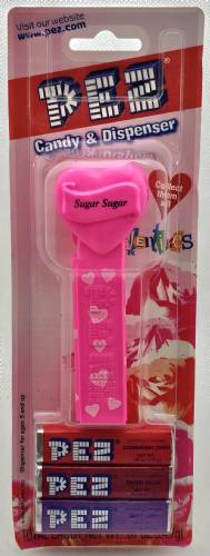 PEZ - Hearts - Valentine - Sugar Sugar - Italic Black on Hot Pink