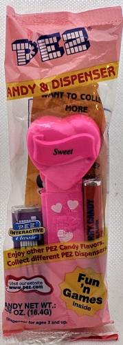 PEZ - Hearts - Valentine - Sweet - Italic Black on Hot Pink