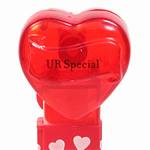PEZ - UR Special  Nonitalic Black on Crystal Red on White hearts on red