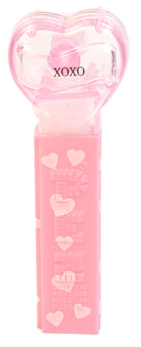 PEZ - Hearts - Valentine - XOXO - Nonitalic Black on Crystal Pink