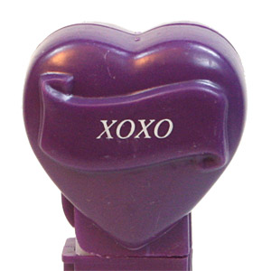 PEZ - Hearts - Valentine - XOXO - Italic White on Dark Purple