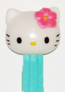 PEZ - Hello Kitty - Hawaiian Hello Kitty - White Head Pink Hibiscus