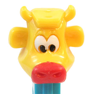 PEZ - Kooky Zoo - Cow - Yellow Head, Red Nose - A