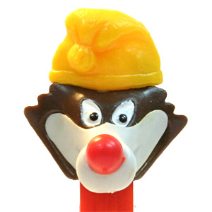 PEZ - Olympics - Vucko Wolf with Cap - Brown Head, Yellow Cap