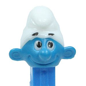 PEZ - Smurfs - Series A - Smurf - White Hat, No Tongue - A