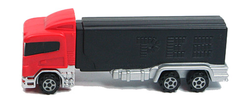 PEZ - Series E - Transporter - Red cab, black trailer with flames