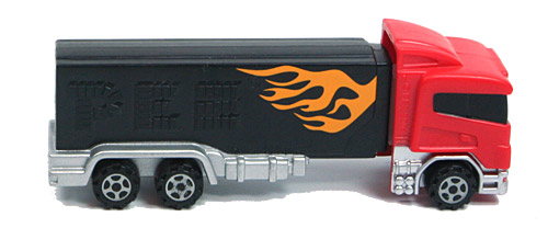 PEZ - Series E - Transporter - Red cab, black trailer with flames