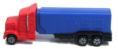 PEZ - Trucks - Series E - Truck - Red cab, blue trailer