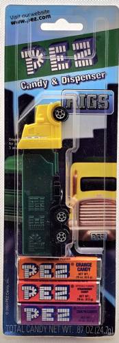 PEZ - Trucks - Series E - Truck - Yellow cab, green trailer