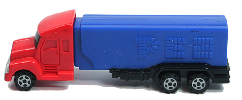 PEZ - Series E - Truck with V-Grill - Red cab, blue trailer