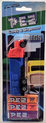 PEZ - Series E - Truck with V-Grill - Red cab, blue trailer