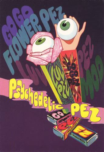 PEZ - Postcards - Psychedelic Hand and Flower