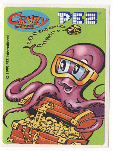 PEZ - Stickers - Crazy Animals - Octopus and Treasure Chest