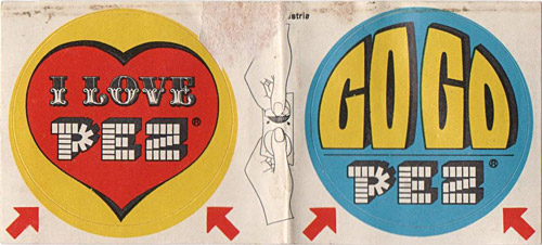 PEZ - Sticker Doubles (1970s) - Round - GoGo PEZ / I Love PEZ