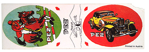 PEZ - Sticker Doubles (1980s) - Horse with Rider / Yellow Car