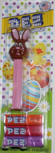 PEZ - Easter - Bunny - Brown Head, black whiskers, white eyebrow - E