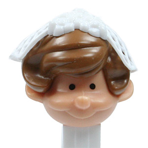 PEZ - Bride & Groom - Bride - Peach Head, Brown Hair - B