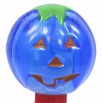 PEZ - Pumpkin C Crystal Blue, red face on red, no feet