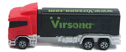 PEZ - Advertising Virsona - Transporter - Red cab, black trailer with flames
