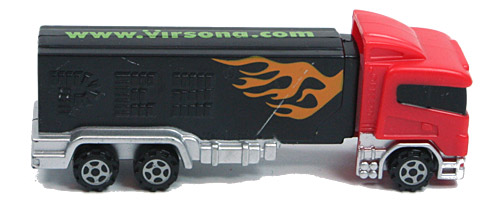 PEZ - Advertising Virsona - Transporter - Red cab, black trailer with flames
