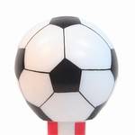 PEZ - Soccer Ball   on white stem, red stripe, 2008