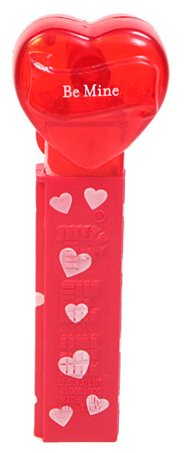 PEZ - Valentine - Be Mine - Nonitalic White on Crystal Red