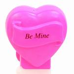 PEZ - Be Mine  Italic Black on Hot Pink on Hot pink hearts on white
