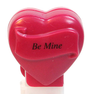 PEZ - Hearts - Valentine - Be Mine - Italic Black on Maroon