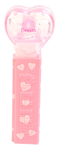 PEZ - Hearts - Valentine - Dream - Nonitalic Pink on Crystal Pink