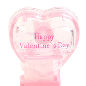 PEZ - Valentine - Happy Valentine's Day - Nonitalic Pink on Crystal Pink