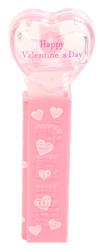 PEZ - Valentine - Happy Valentine's Day - Nonitalic Pink on Crystal Pink