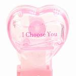 PEZ - I Choose You  Nonitalic Pink on Crystal Pink on White hearts on pink