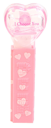 PEZ - Valentine - I Choose You - Nonitalic Pink on Crystal Pink