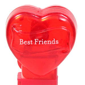 PEZ - Valentine - Best Friends - Nonitalic White on Crystal Red
