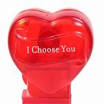 PEZ - I Choose You  Nonitalic White on Crystal Red on White hearts on red