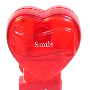 PEZ - Hearts - Valentine - Smile - Nonitalic White on Crystal Red
