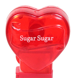 PEZ - Valentine - Sugar Sugar - Nonitalic White on Crystal Red