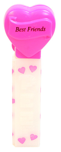 PEZ - Hearts - Valentine - Best Friends - Italic Black on Hot Pink
