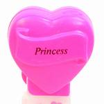 PEZ - Princess  Italic Black on Hot Pink on Hot pink hearts on white