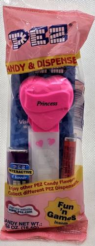 PEZ - Hearts - Valentine - Princess - Italic Black on Hot Pink