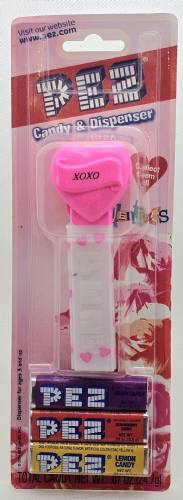 PEZ - Hearts - Valentine - XOXO - Italic Black on Hot Pink