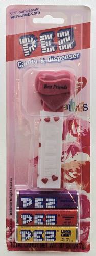PEZ - Hearts - Valentine - Best Friends - Italic Black on Maroon