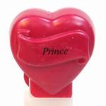 PEZ - Prince  Italic Black on Maroon on Maroon hearts on white