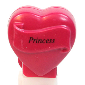 PEZ - Hearts - Valentine - Princess - Italic Black on Maroon