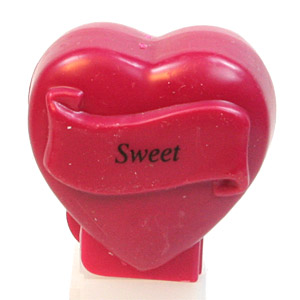 PEZ - Hearts - Valentine - Sweet - Italic Black on Maroon