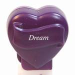 PEZ - Dream  Italic White on Dark Purple on Dark purple hearts on white