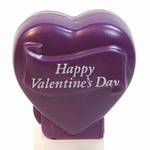 PEZ - Happy Valentine's Day  Italic White on Dark Purple on Dark purple hearts on white